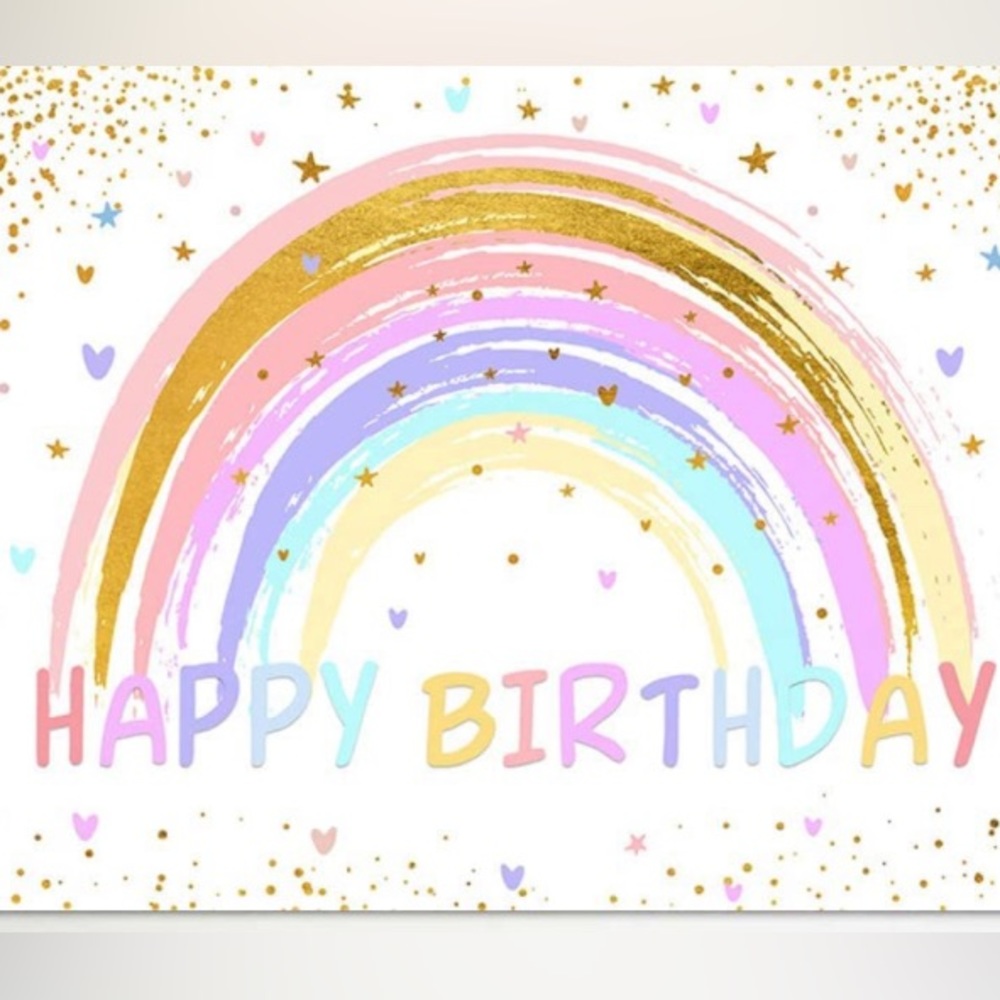 Rainbow birthday backdrop and cake topper